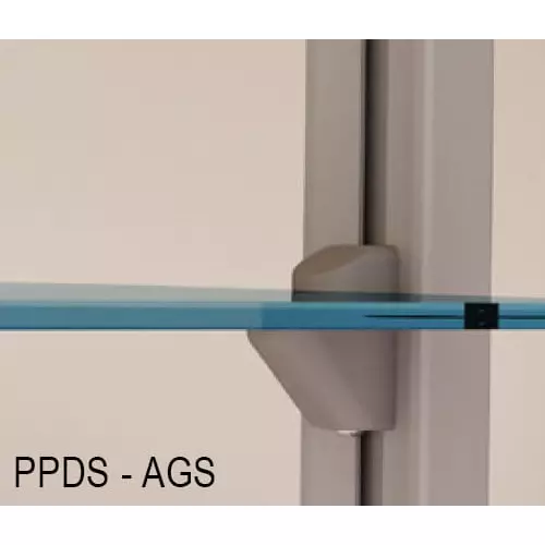 Ebco Adjustable Glass Shelf Support Silver Finish and 6x12 mm Size for Pole Shelving System, PPDS-AGS (Set of 2)