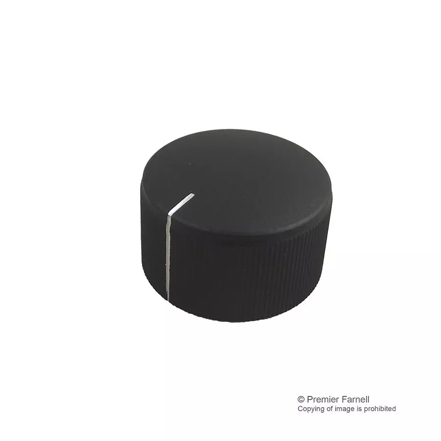 MULTICOMP PRO Knobs ROUND KNOB, KMK25, BLACK, 6MM, SPLINE, MP7253