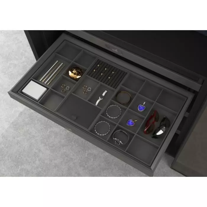 Hettich Leather Classification Box 900 mm Grey Finish Soft Closing, 9339712