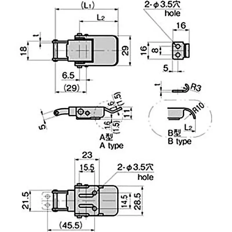 TAKIGEN Square Catch 56.5x3.4x1.6 mm (L1xL2xT) 45 g, C-77-B