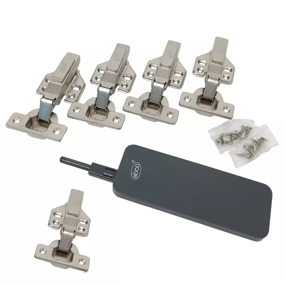 Ebco Smart Push Soft Close Fitting Including 5 Click On Hinges Size Heavy, Grey Finish