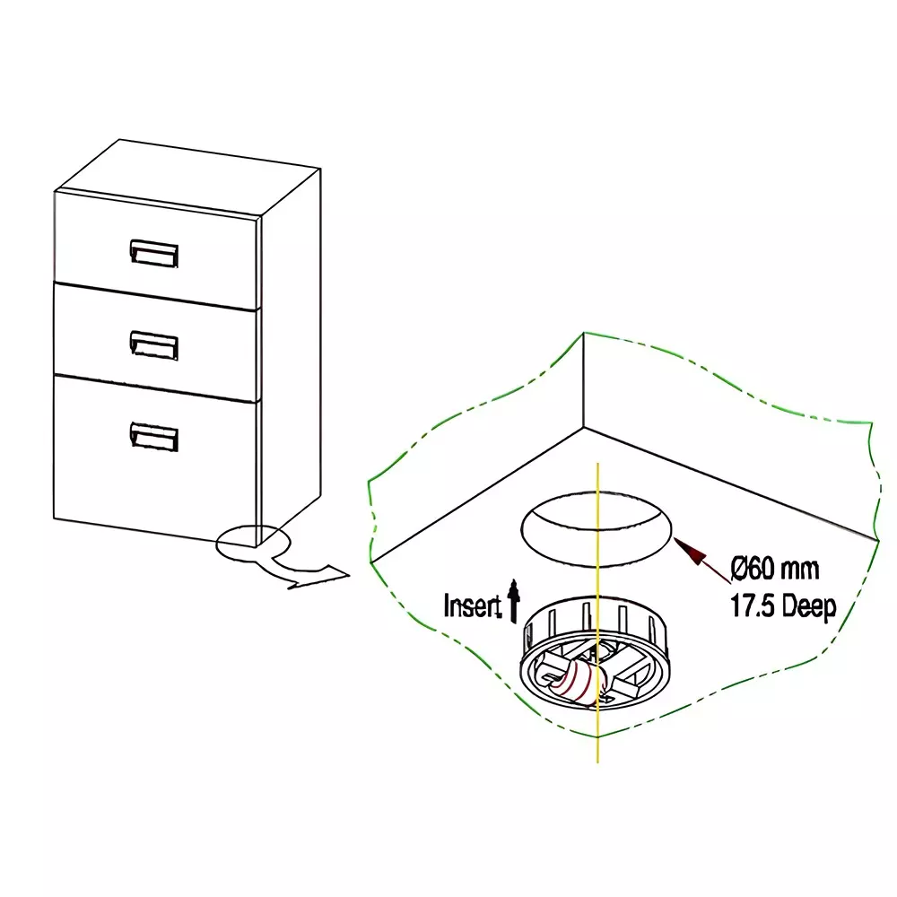 ebco-pedestal-castor-recessed-black-finish-size-35-mm-for-furniture-pcr35-set-of-4