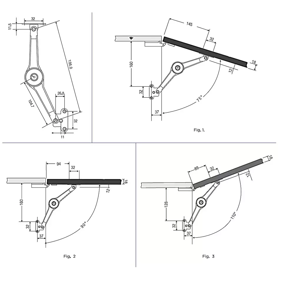 Ebco Cabinet Stay Heavy Right Nickel Plated Finish, 6 Kg for 1 Stay and 13.3 Kg for 2 Stay Load Capacity, CS1-HR