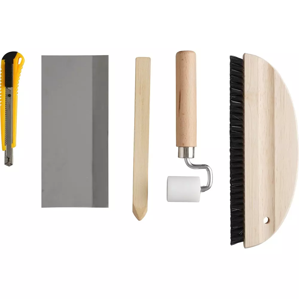 MonotaRO Wallpaper Paste Tool Kit 5 Pcs with dimension mm Stainless steel cut ruler: 80 x 180, cross presser roller: 175 x 50 (ro, 12280566 (1 Kit)