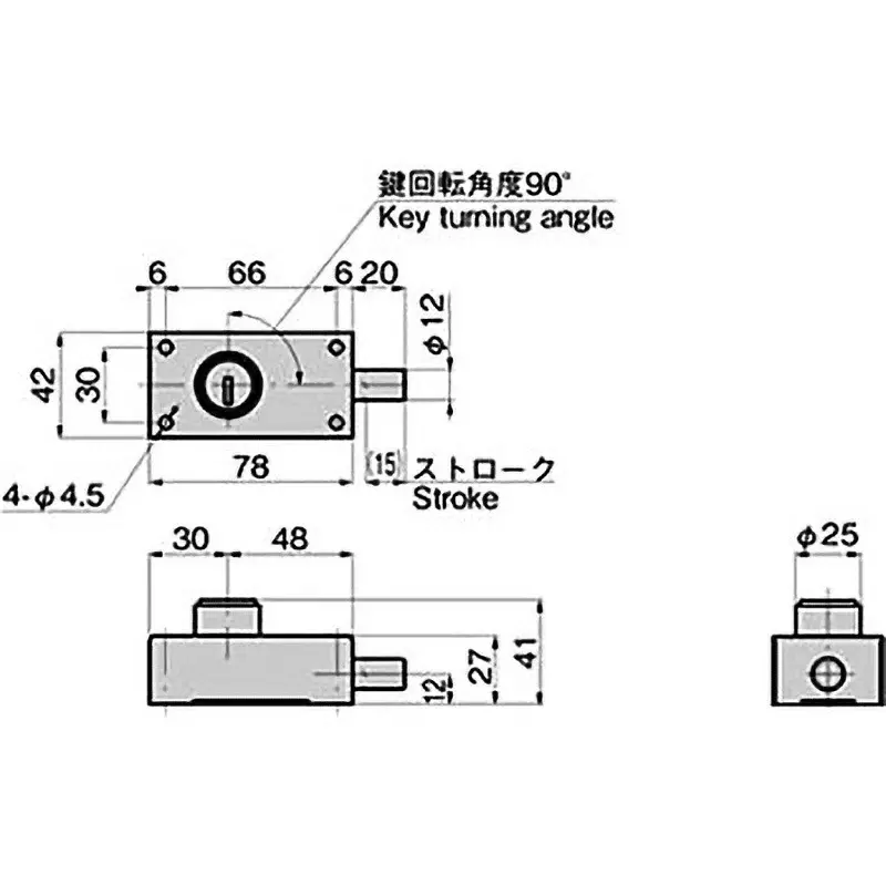 TAKIGEN Stainless Steel Cylinder Deadlock Hairline Finish with 2 Keys