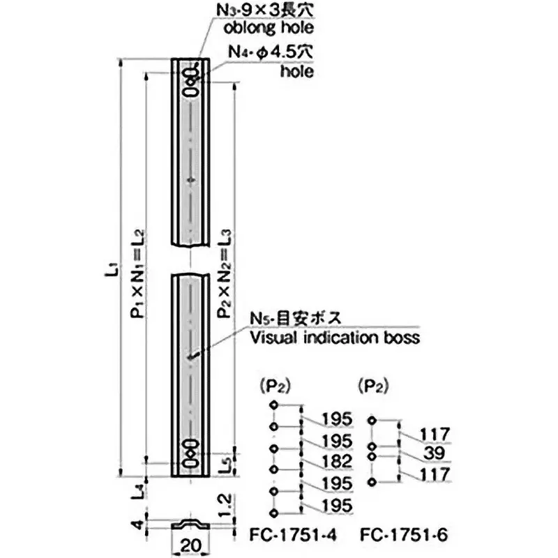 TAKIGEN Stainless Steel Shelf Column 1200 mm Total Length, FC-1751-3