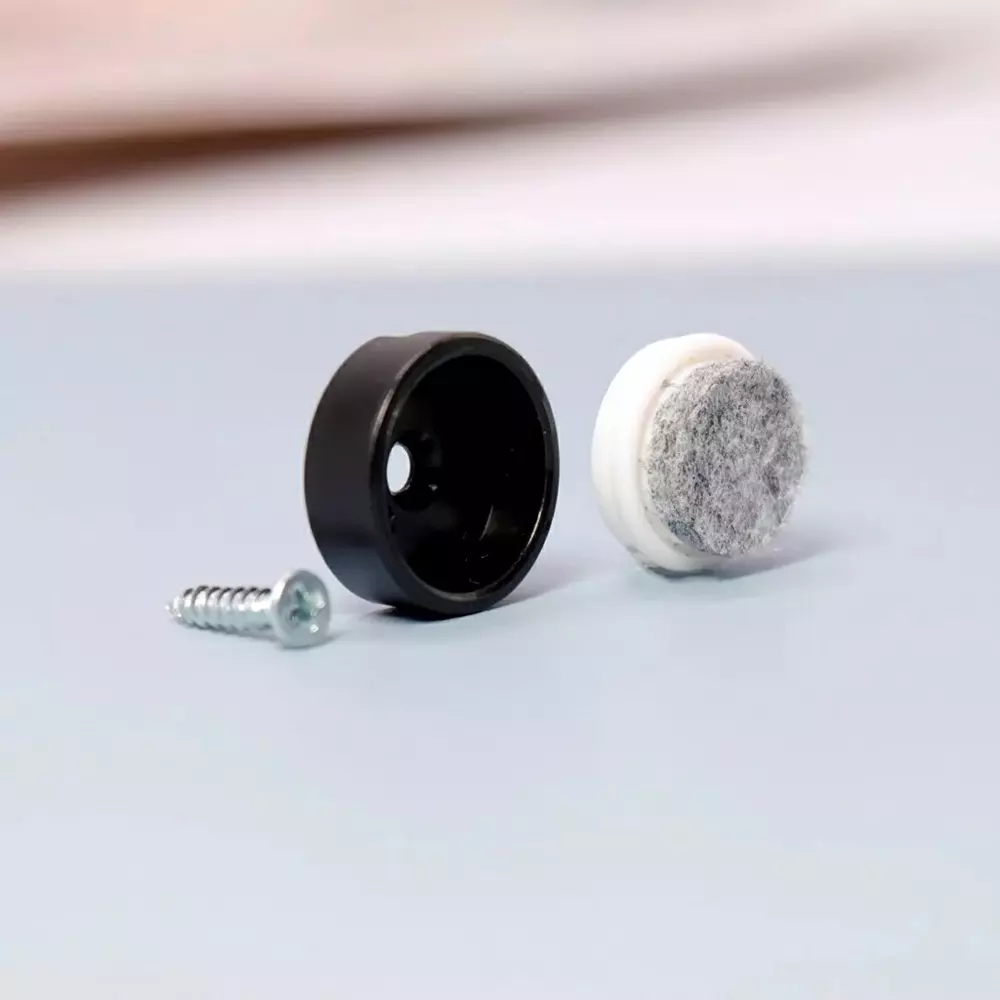 Ebco Furn Felt Press Fit With Screw, Cover and Bush Black Finish, Size 20 mm, FF20PF (Set of 2)