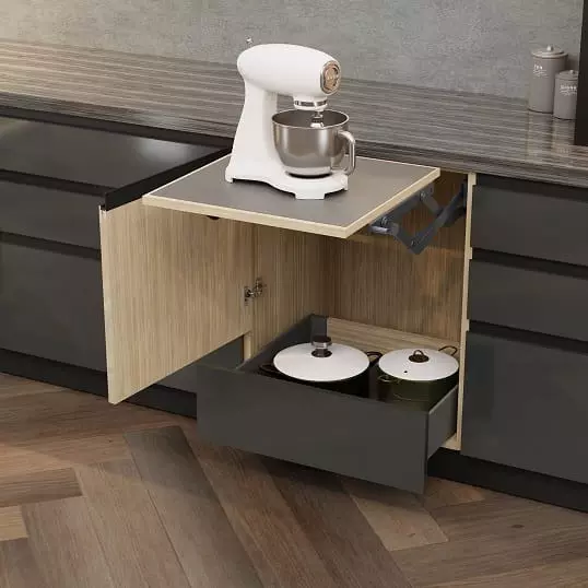 Ebco Mixer Liftup Stand Black Finish, 550 mm Minimum Depth, MLUS1-AT (Set of 2)