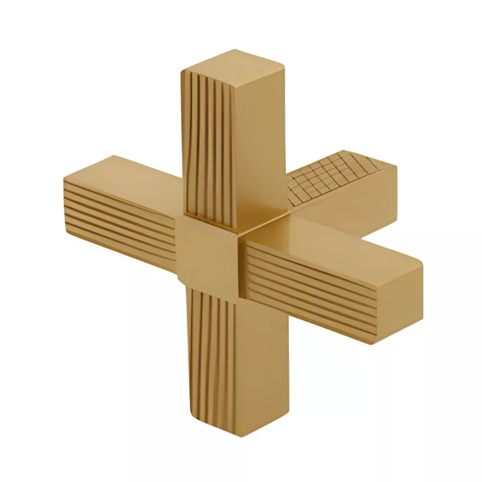 Ebco Cube Shelving Connector Five Way Brushed Gold Finish and 88 x 88 x 53 mm Size for Cube Shelving System, CSPC-5W