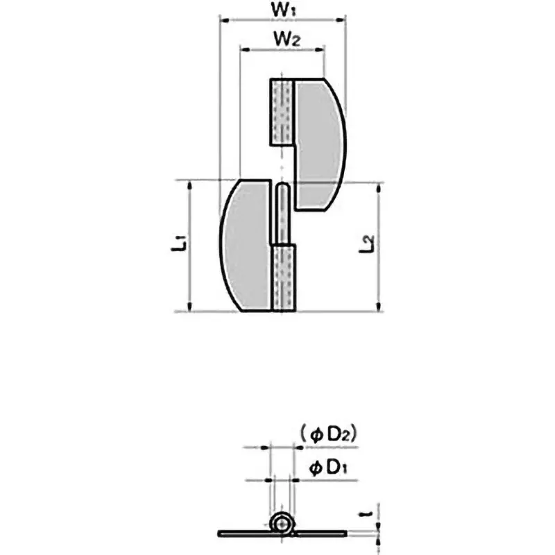 TAKIGEN Oval Type Insertion / Extraction Hinge (L1 = 38) Steel Plate Cold Commercial (SPCC), B-5-2-R