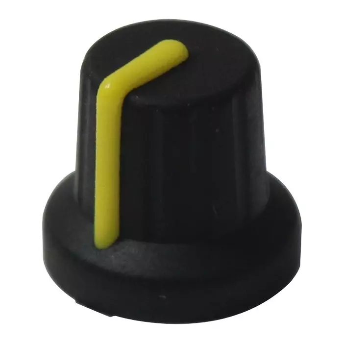 MULTICOMP PRO Knobs SOFT TOUCH KNOB, BLACK/YELLOW, 16MM, MP72605S