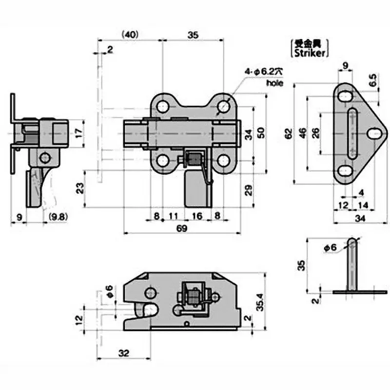 TAKIGEN Stainless Steel Sliding Door Snatch Lock Barrel Polishing, C-1450-3L