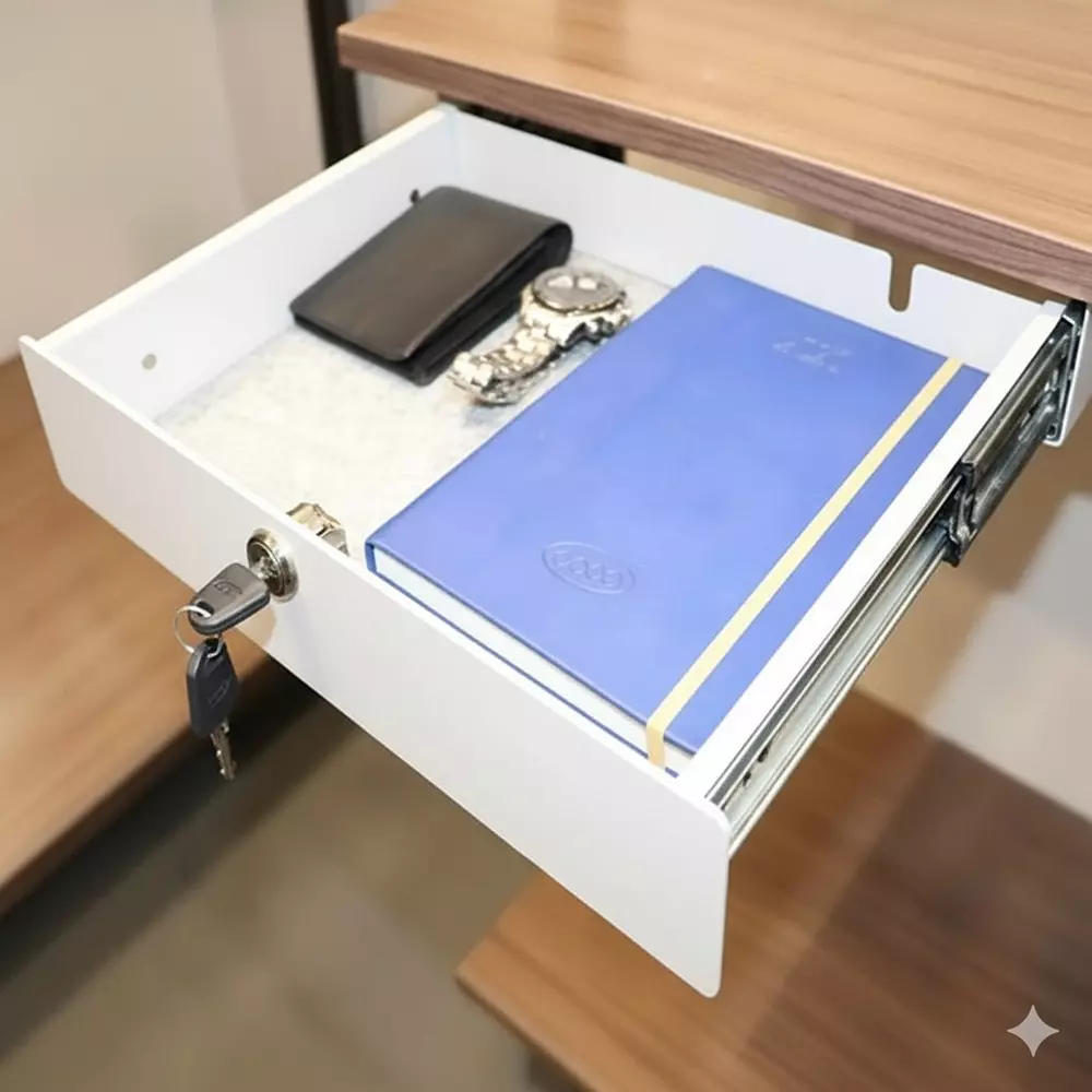 Ebco Single Safe Drawer Mini With Felt Mat White Texture Finish, Size 360 x 270 x 60 mm, SMD-SM1 (Set of 2)