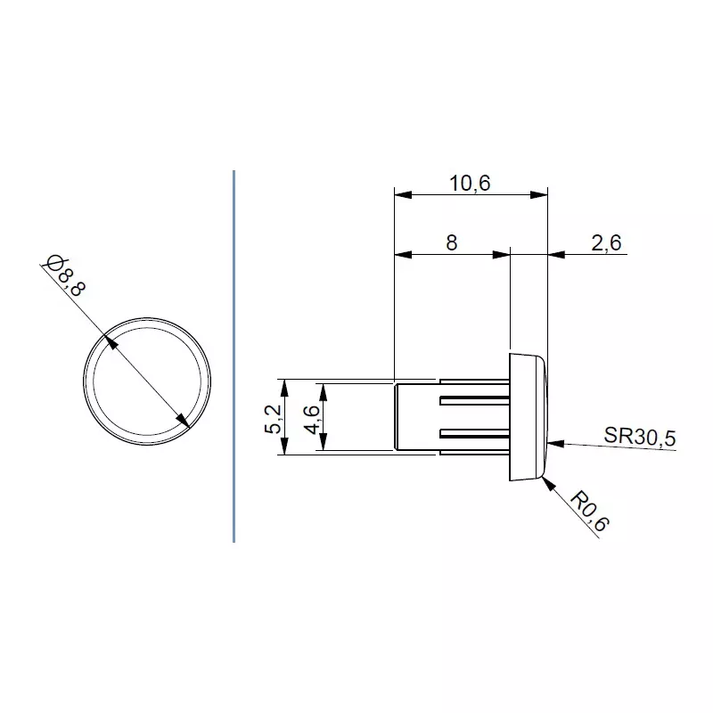 Ebco Cabinet Door Buffer Anthracite Finish, Size Ø 52 X 26 mm for Furniture, CDB4