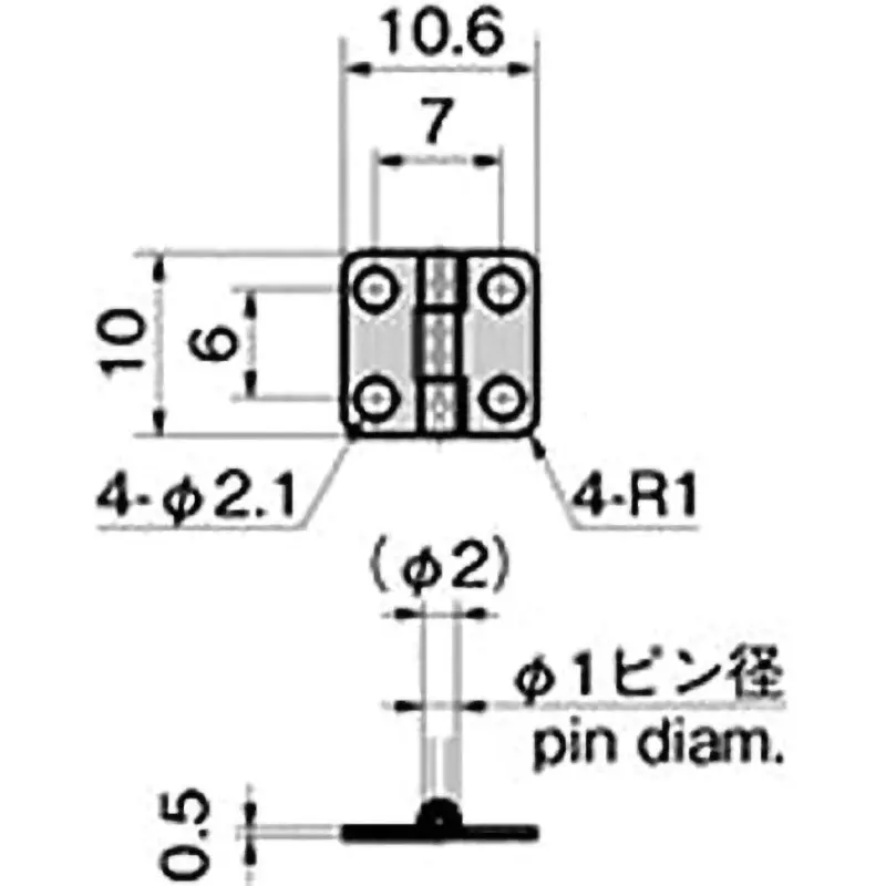 takigen-ultra-small-flat-hinge-l10-x-w106-x-t05-without-hole-stainless-steel-sus304-b-1137no-hole