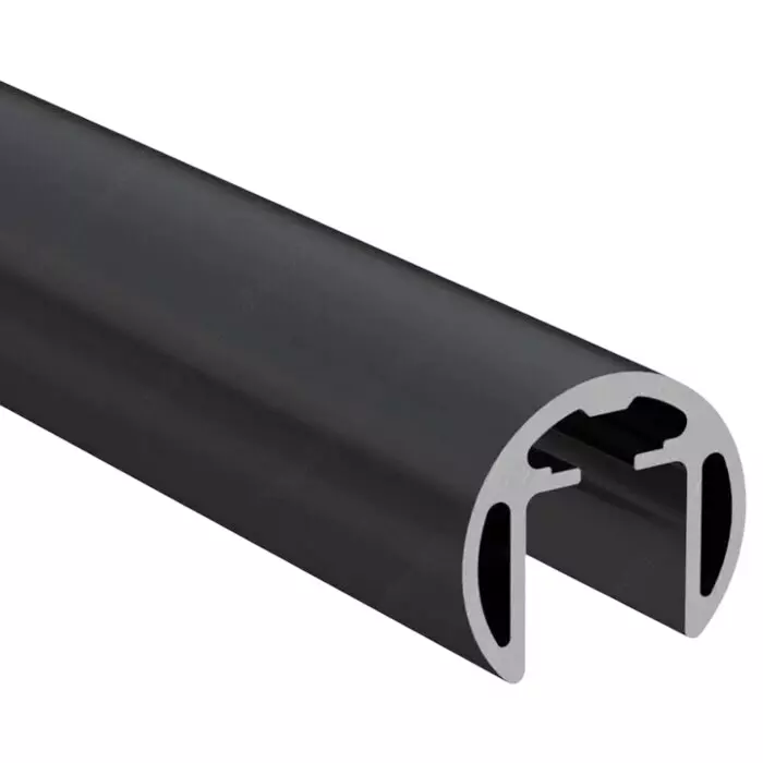 AIDO XL-C Top Rail Profile Round with Gasket Black Anodized 15.52 & 17.52 mm Glass Thickness, XL-C 9352