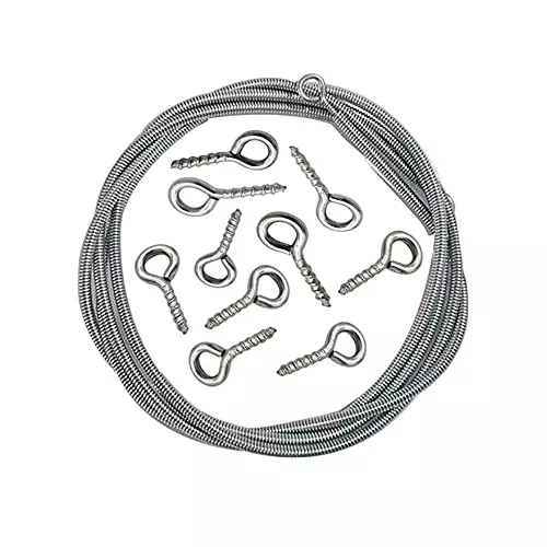 B K JAGAN & CO 2 m Curtain Wire Spring Steel Cord Cable Kit with Hooks and Eyes Model No 125WIRE5