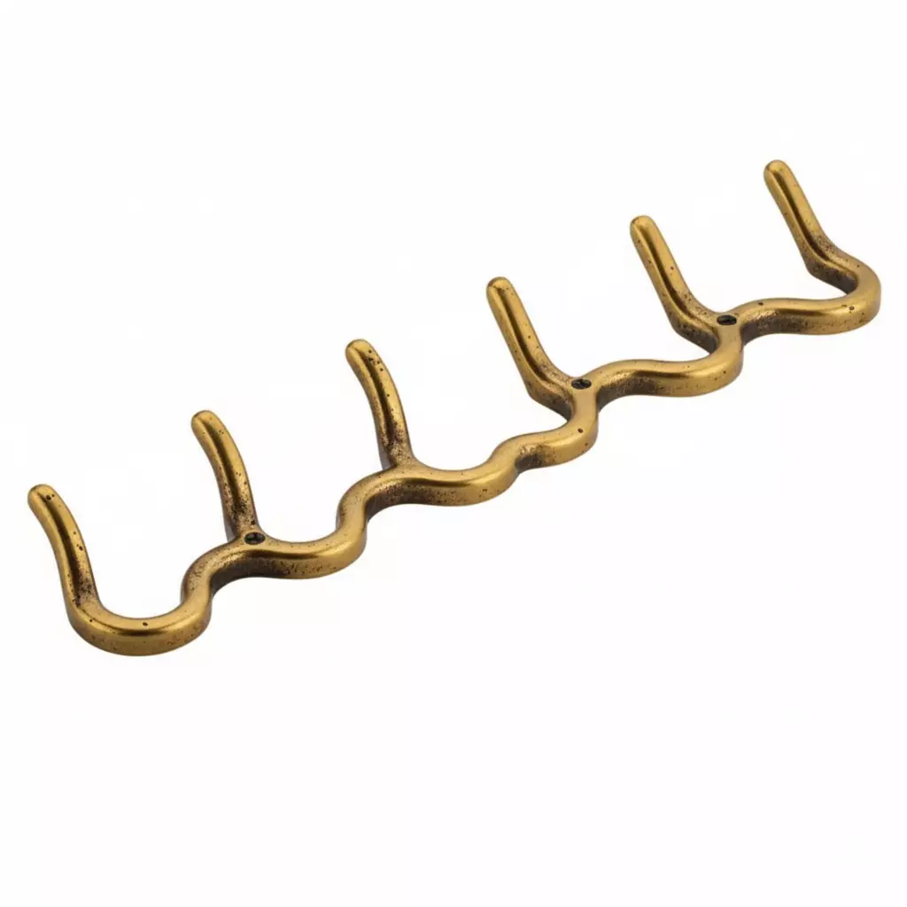 Altitude Cloth Hook 6 Pin Metal Body AB Finish for Sliding Doors, Wardrobes, Cabinets, 1435