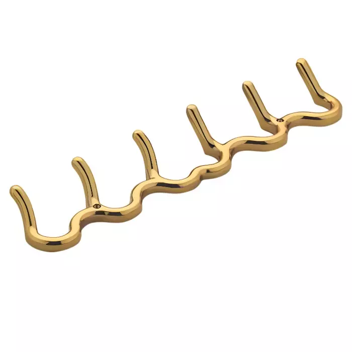 Altitude Cloth Hook 6 Pin Metal Body PVD Gold Finish for Sliding Doors, Wardrobes, Cabinets, 1435