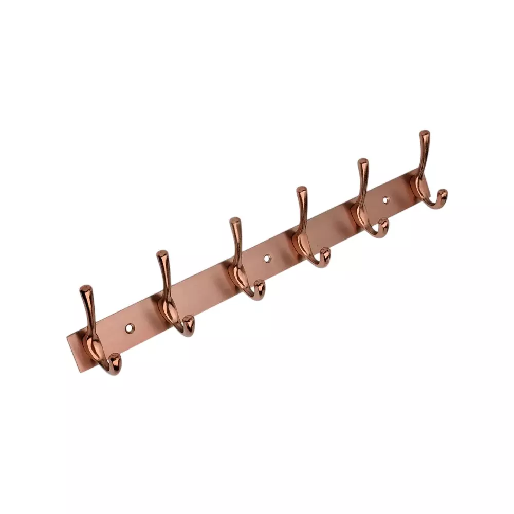 DM Locks Aluminium 6 Points Wall Hook Aesthetic Look Rose Gold Finish, SH 6001