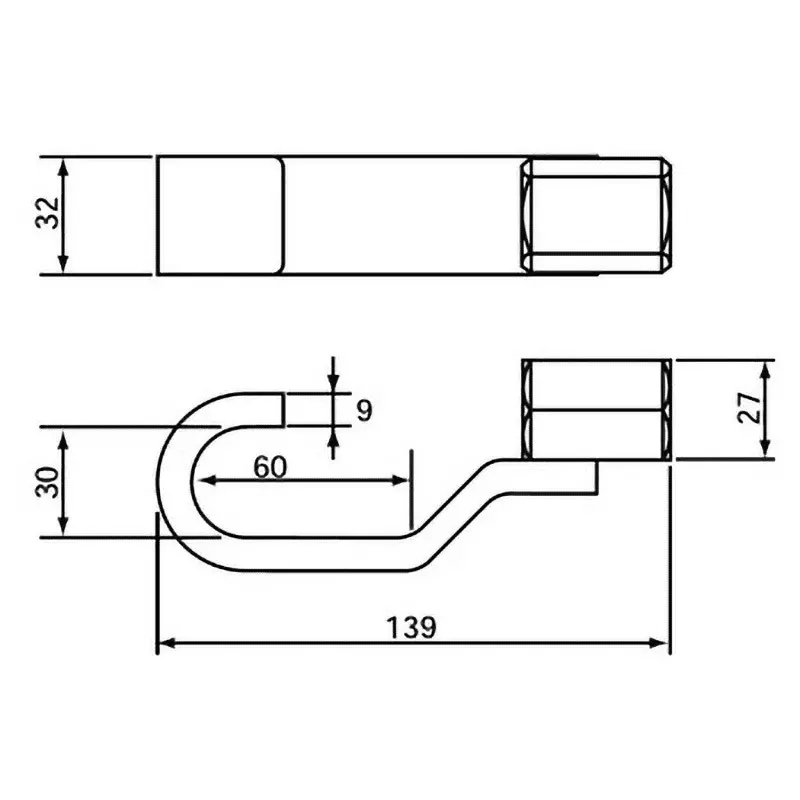 Ktc Drive Shaft Hook Sheet Metal 139 mm Length W9/16-12 Thread, AUD3-B2