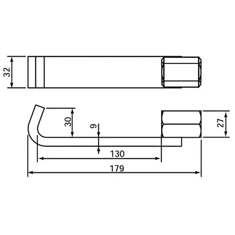 Ktc Drive Shaft Hook Sheet Metal 179 mm Length W9/16-12 Thread, AUD3-B3