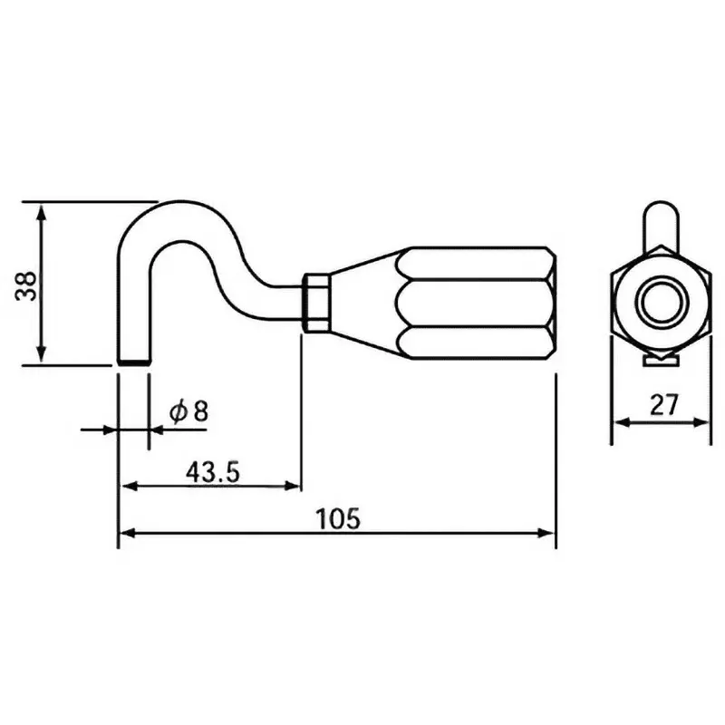 Ktc Drive Shaft Hook Sheet Metal 105 mm Length W9/16-12 Thread, AUD3-C1