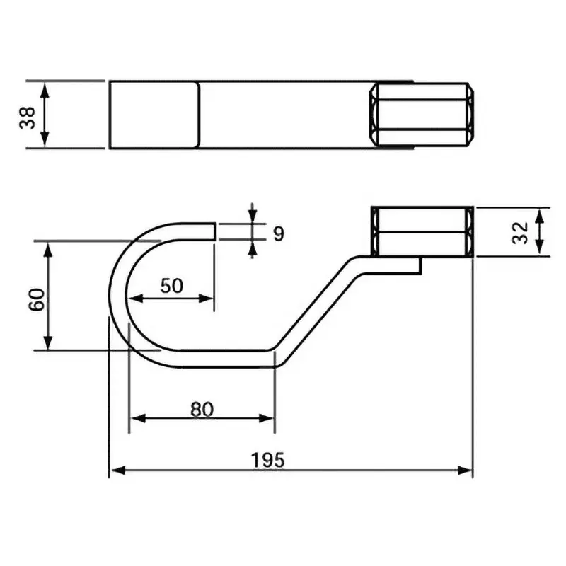 Ktc Drive Shaft Hook Sheet Metal 195 mm Length M22x2.5 Thread, AUD5-B2