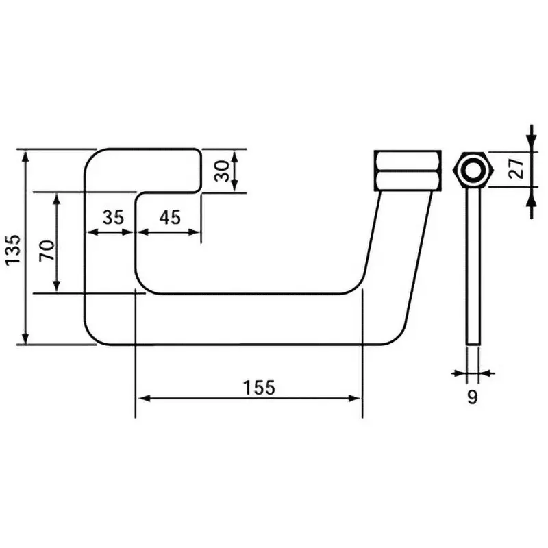 Ktc Drive Shaft Hook Sheet Metal 1.2 Kg Mass 155 mm Hook, AUD4-B11