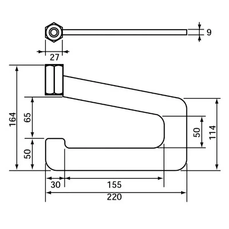 Ktc Drive Shaft Hook Sheet Metal 220 mm Length M18x2.0 Thread, AUD4-B1