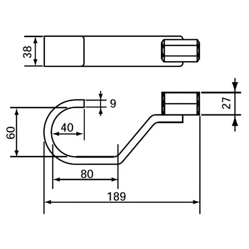 Ktc Drive Shaft Hook Sheet Metal 189 mm Length M18x2.0 Thread, AUD4-B2