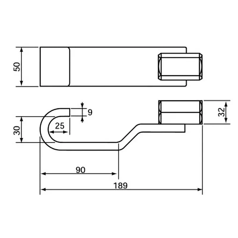 Ktc Drive Shaft Hook Sheet Metal 189 mm Length M22x2.5 Thread, AUD5-B21