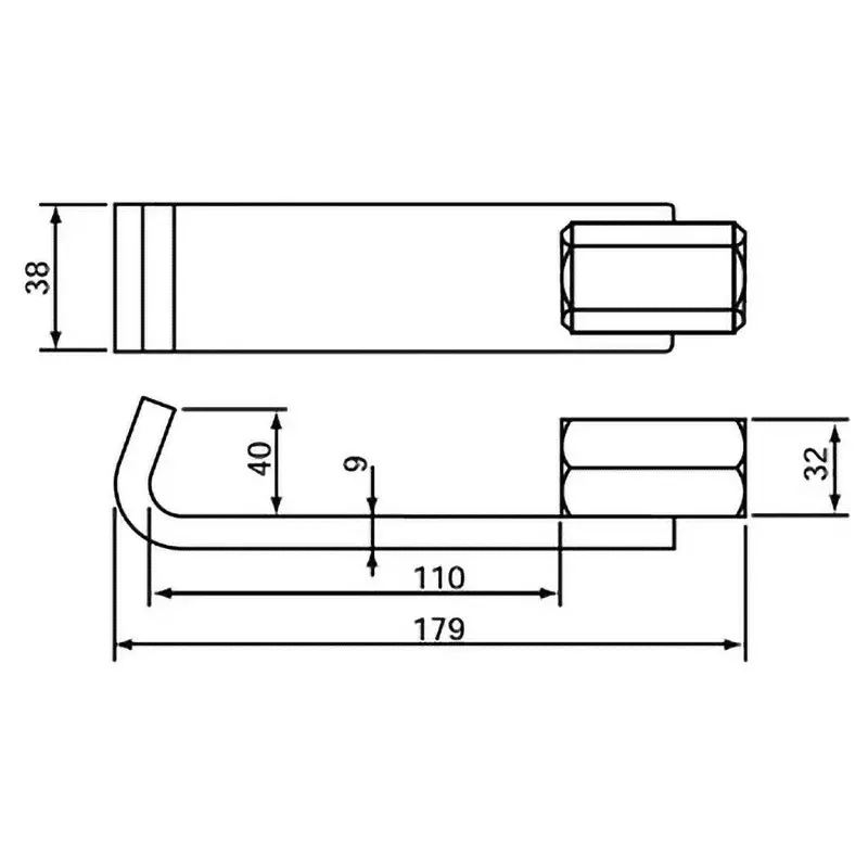 Ktc Drive Shaft Hook Sheet Metal 179 mm Length M22x2.5 Thread, AUD5-B3