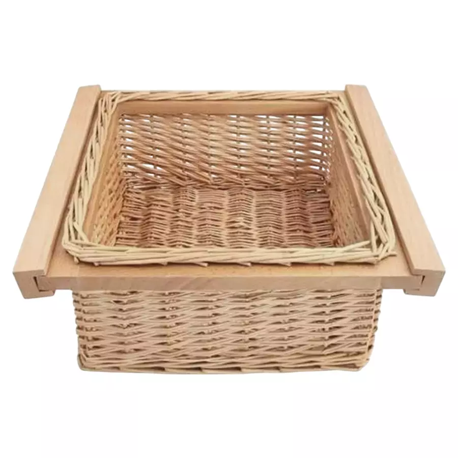 Harrison Cane Wicker Basket Wooden Wooden Finish 600 mm Size, 1367