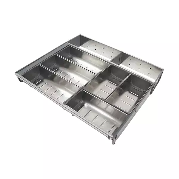 OZONE Cutlery Tray 6 Compartments 380 x 472 x 65 mm Size Rectangular Stainless Steel Silver, OK-CT-SS-03 500MM SSS