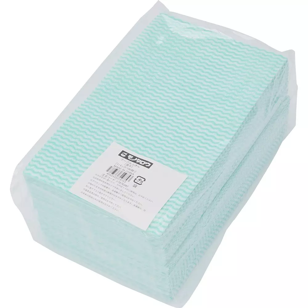 monotaro-table-duster-rayon-polyester-white-green-about-03-mm-thickness-17976342-pack-of-100-pcs