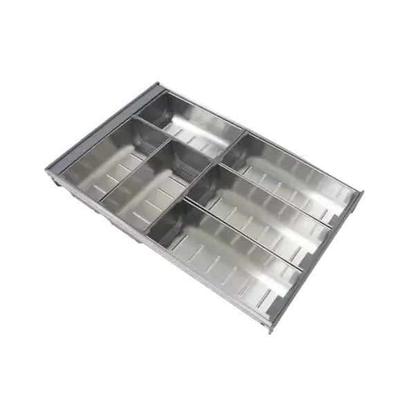 OZONE Cutlery Tray 6 Compartments 280 x 472 x 65 mm Size Rectangular Stainless Steel Silver, OK-CT-SS-02 500MM SSS