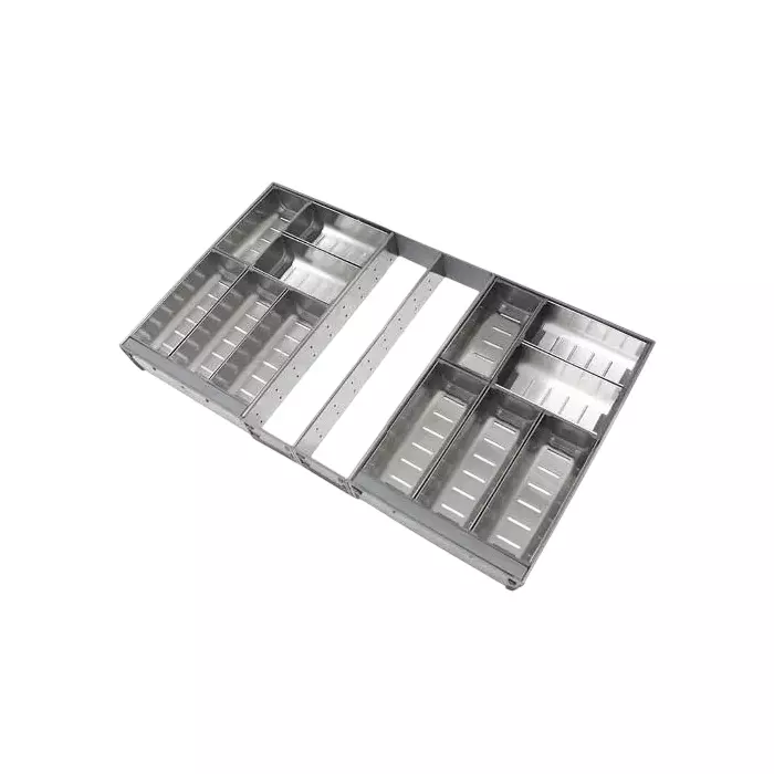 OZONE Cutlery Tray 12 Compartments 810 x 472 x 65 mm Size Rectangular Stainless Steel Silver, OK-CT-SS-05 500MM SSS