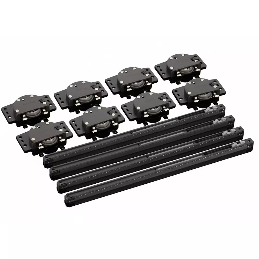 Harrison Universal Wardrobe Runner Set Black Finish for Concealed and External Installation, 1610