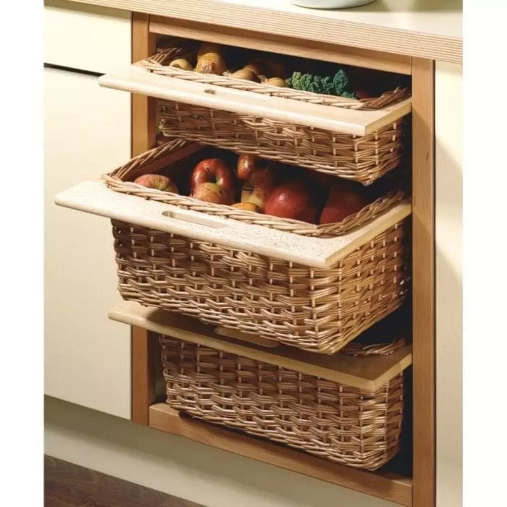 Hettich Wicker Baskets with Beech Runner Economical 320x500x210 mm Brown Wooden