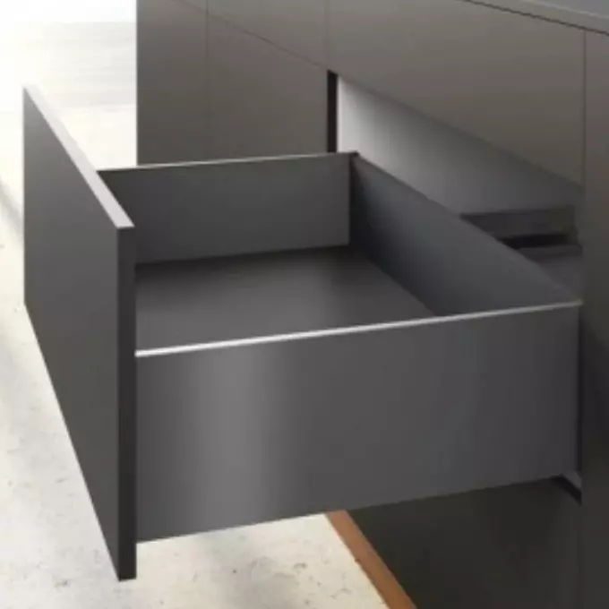 Hettich Linear Drawer System AvanTech YOU Anthracite 500 mm NL, 187 mm Height, 30 Kg Load Capacity, 9343356