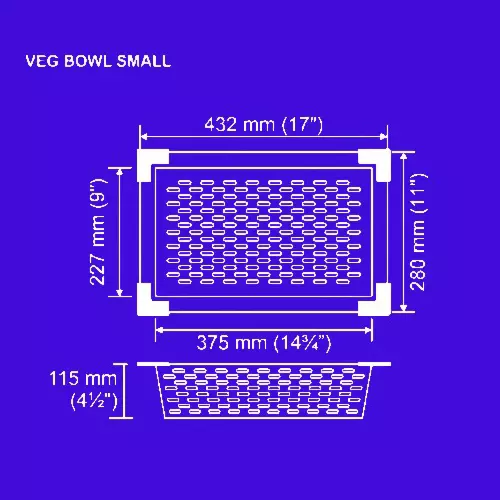 Nirali BG Add Ons Small Veg Bowl 432x280x115 mm (17x11x4½ inch) Hairline Satin Finish Stainless Steel Capsule Hole