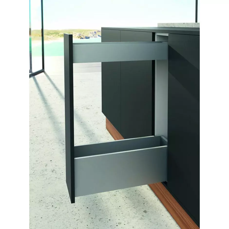 Hettich Narrow Pullout Drawer System AvanTech YOU Anthracite 20 Kg Load Capacity, 500 mm Depth, 101+187 mm Height