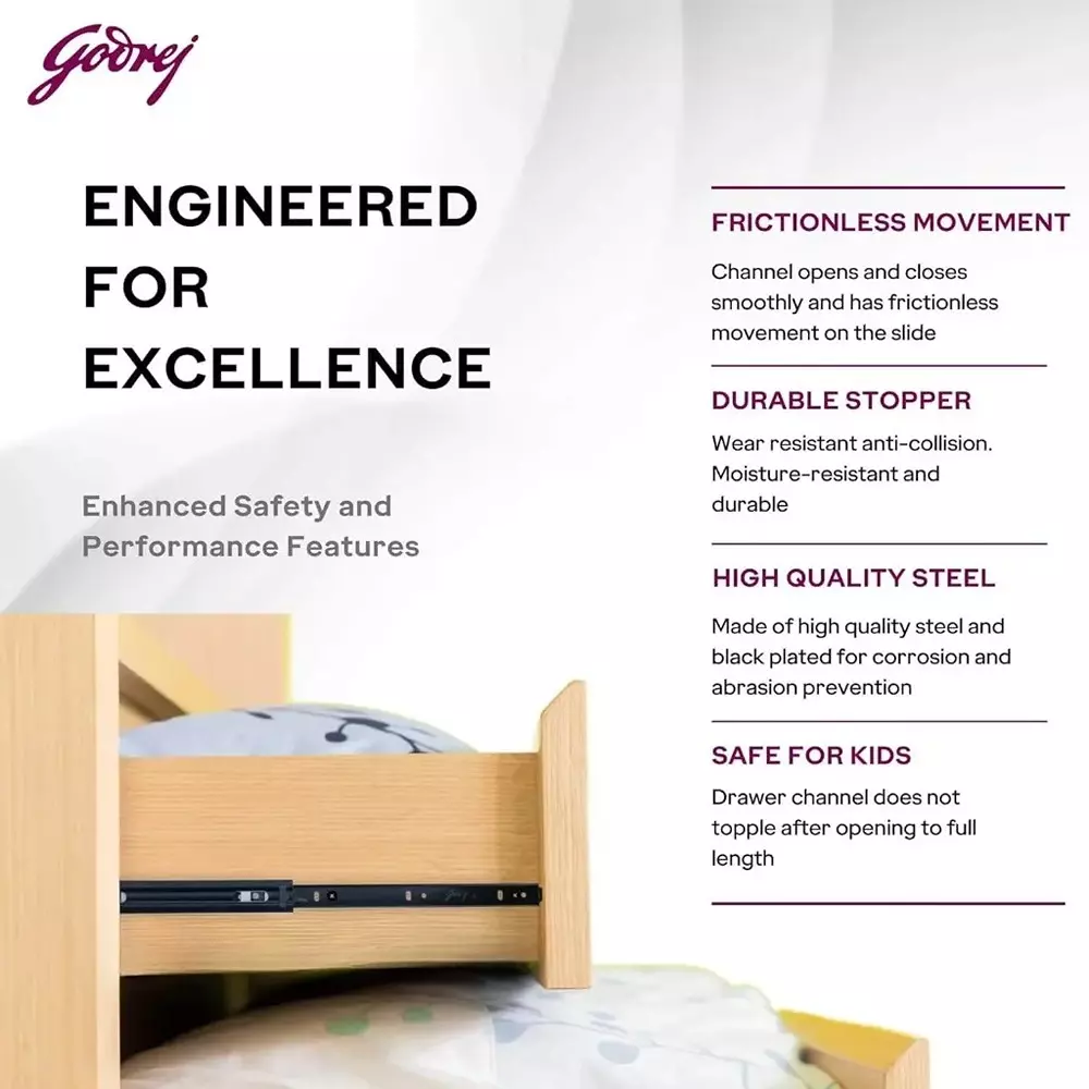Godrej Soft Close Drawer Channel Regular Black 350 mm (14 inch), 8672