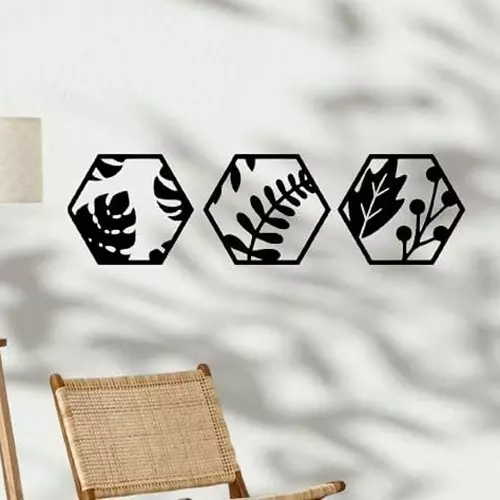 CHL Leaf Design Wall Decor 3 Piece Metal Wall Hanging for Home and Office Decorations