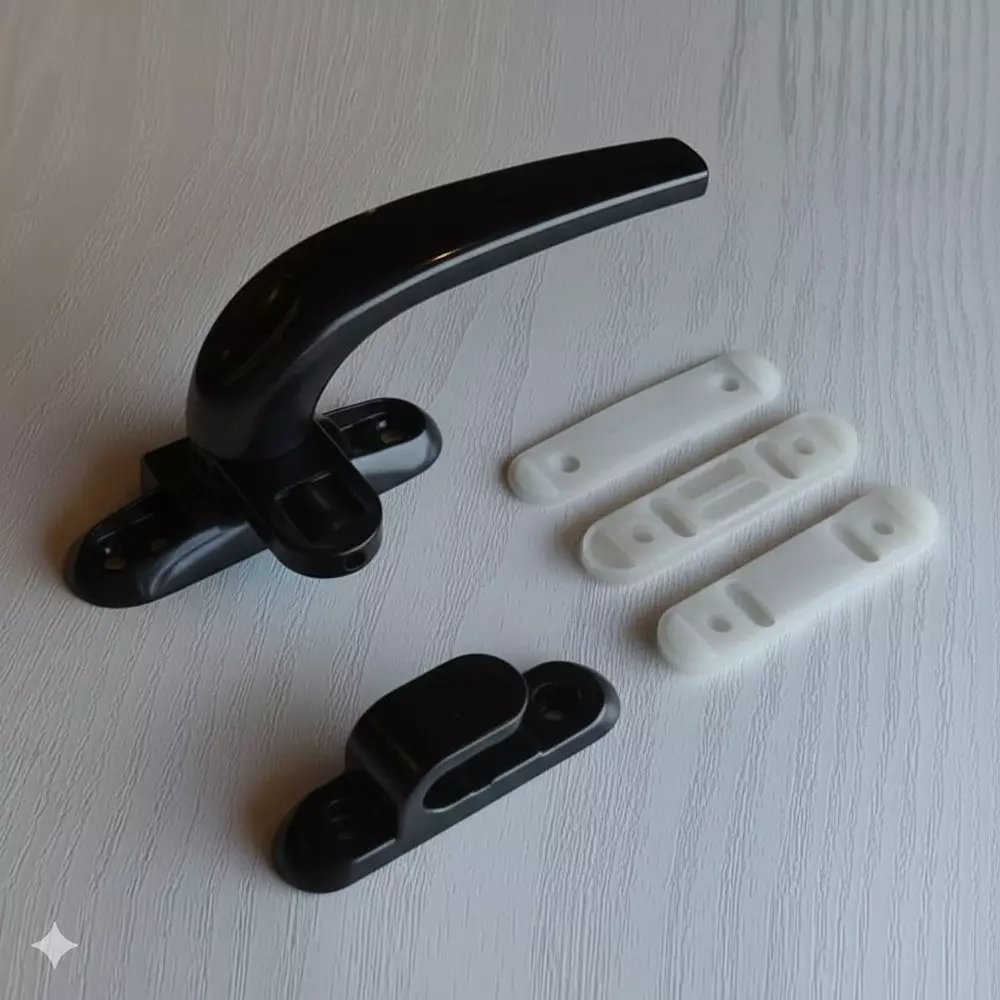 Ebco Aluminium Window Handle Deluxe2 Type Right Hand Black Finish and Size 40x40 mm, AWH-D2R