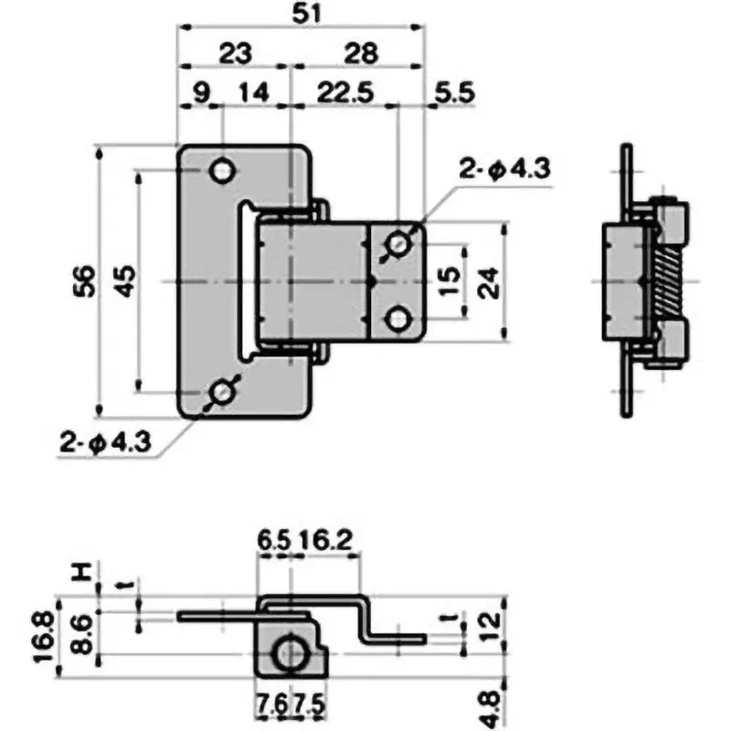 TAKIGEN Rocker Hinge Zinc Plating Chromate Treatment with Spring, B-128