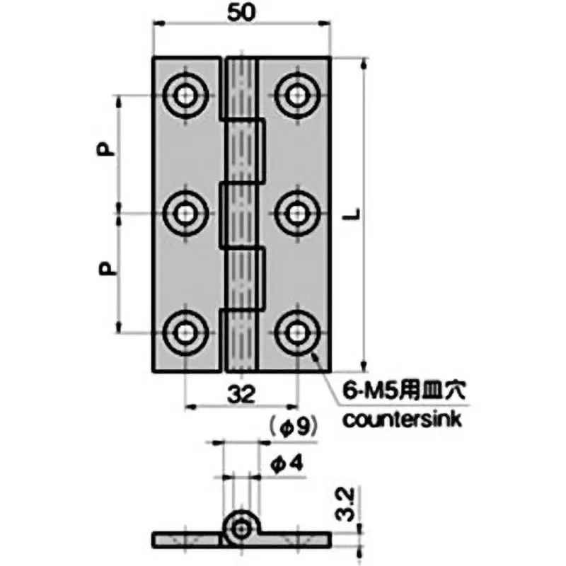 TAKIGEN Brass Drawing Flat Hinge Chrome Plating, B-201-2