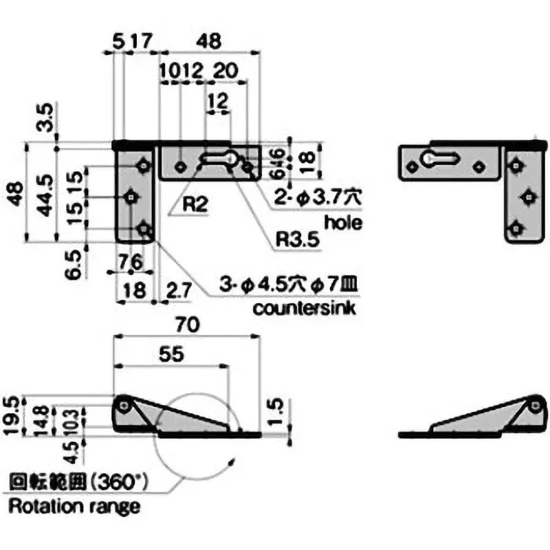 TAKIGEN Stainless Steel Cabinet Hinges Gloss Barrel Polishing, B-1057-5