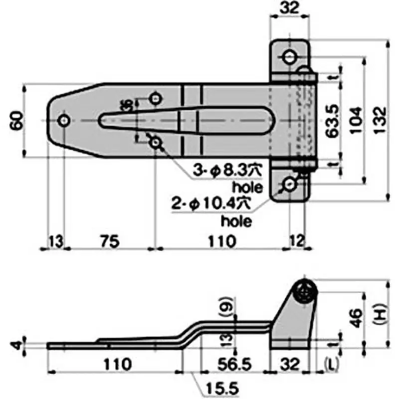 TAKIGEN Leaf Hinge Zinc Plating Chromate Treatment 820 g, FB-813-1-R